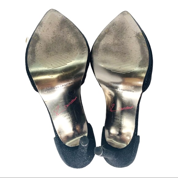 Kristin Cavallari Chinese Laundry Glass Beaded Stilettos Black Caviar Leather 9 - Picture 7 of 10